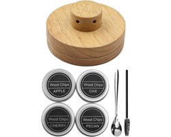 Cocktail Smoker Kit met 4 Soorten Houtsnippers – Whiskey Roker voor Cocktails, Wijn, Whisky en Bourbon