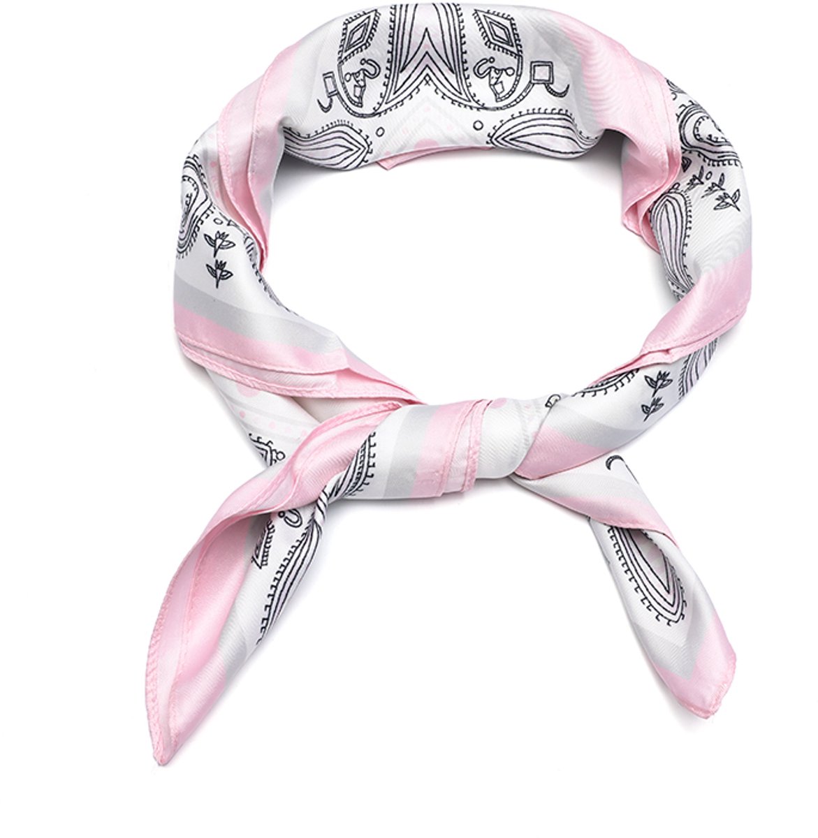 Roze zijdezacht halssjaaltje met hondjesmotief