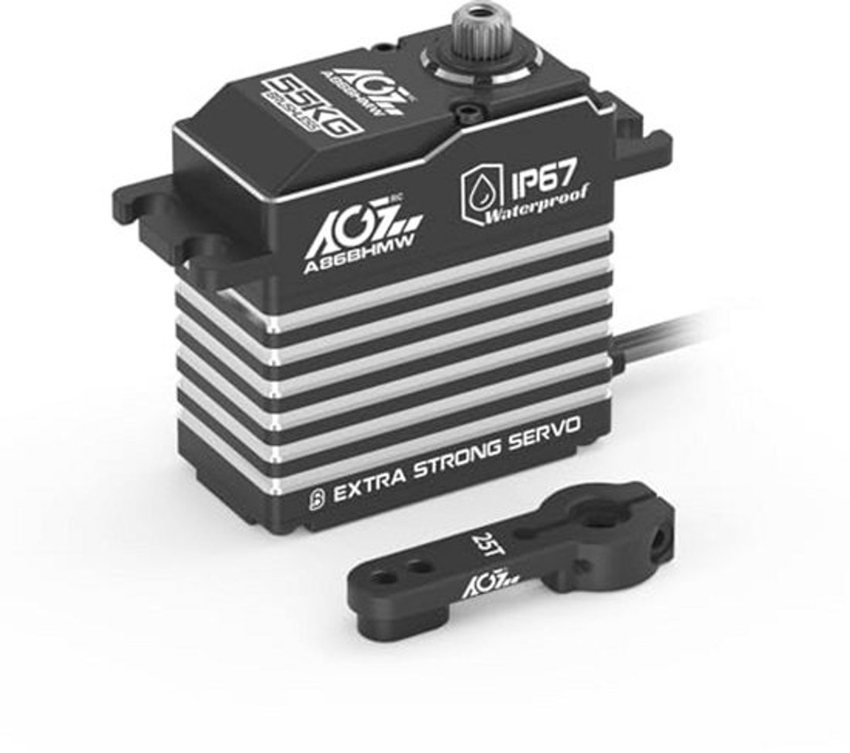 Digitale stuurservo - 55 kg - Waterdichte brushless metalen servo - Voor RC-modellen 1/8 & 1/10 - Stuurhoek 180°