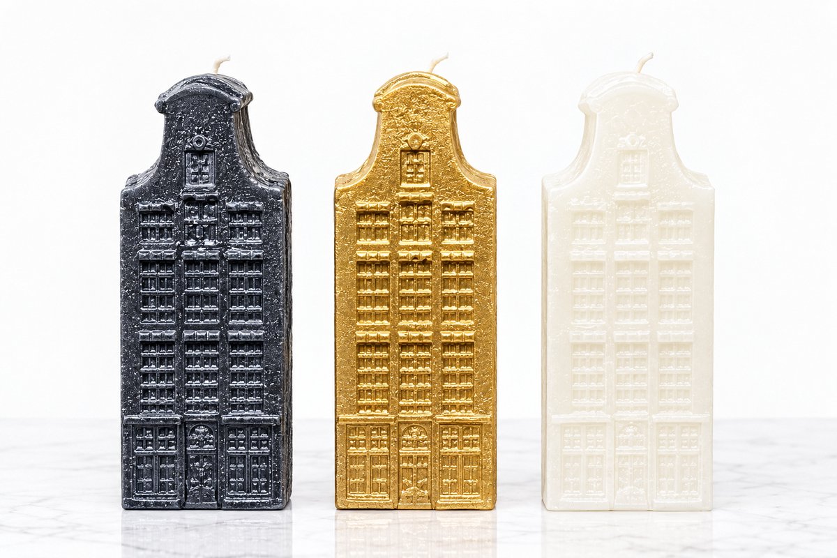 Daan Kromhout - Kaarsen - Set/3 - Hollandse huisjes- 3x 20cm