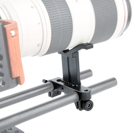 Verstelbare lenssteun voor lange lenzen met 15 mm staafklem - Ideaal voor videoproductie en fotografie — afbeelding 4