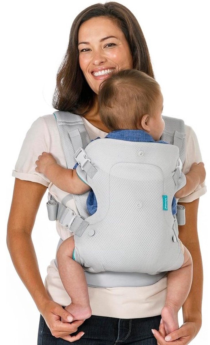 Baby draagzak - Draagzak - voor baby - Baby dragen - 4 posities - ademend - 3,6–14,5 kg - grijs
