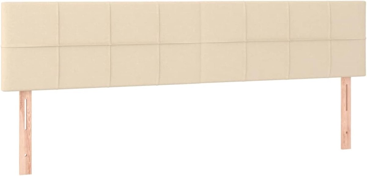 2 stuks, hoofdeinde, rugleuning, hoofdeinde voor tweepersoonsbed, stof, crème, 200 x 5 x 78/88 cm, stoffen hoofdeinde voor tweepersoonsbed, stoffen rugleuning voor tweepersoonsbed