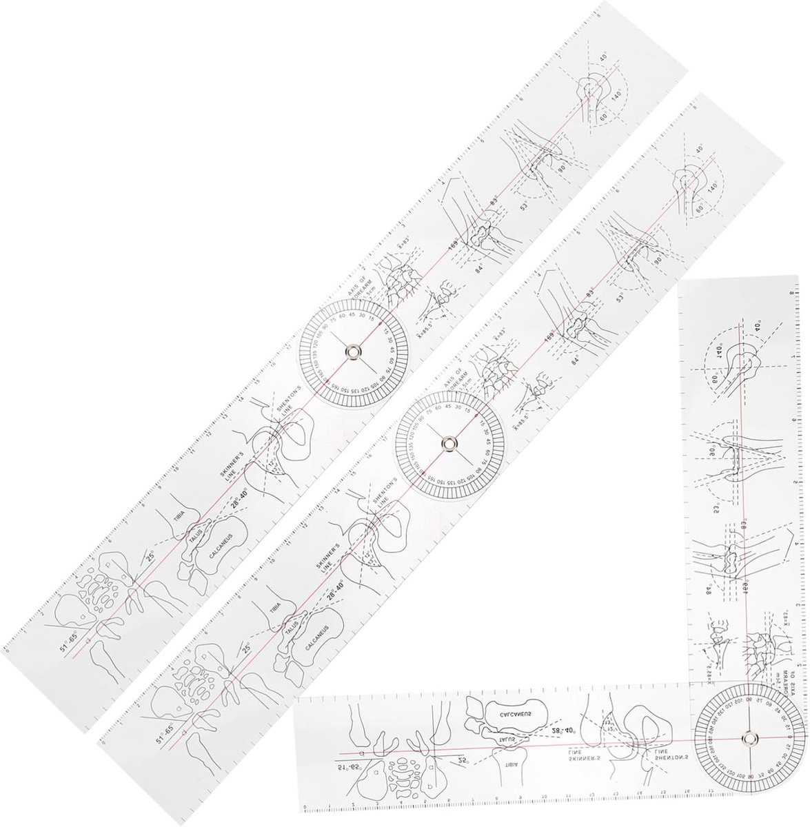 Jojofuny 3 Stuks Goniometer Gradenboog Liniaal Voor Gebruik Draagbare Gradenboog Arthrodiale Goniometer Kunststof Voor Het Meten Van Gewrichtshoeken
