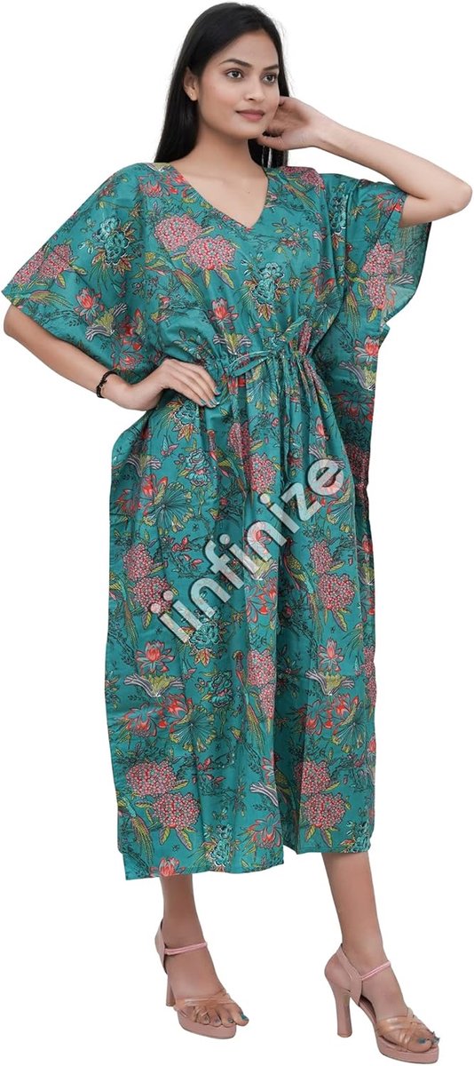 Kaftan Jurken Voor Vrouwen Badpak Coverup Size Caftan Loungewear Etnische Gedrukt Strandjurk, Stijl 03, One Size XL