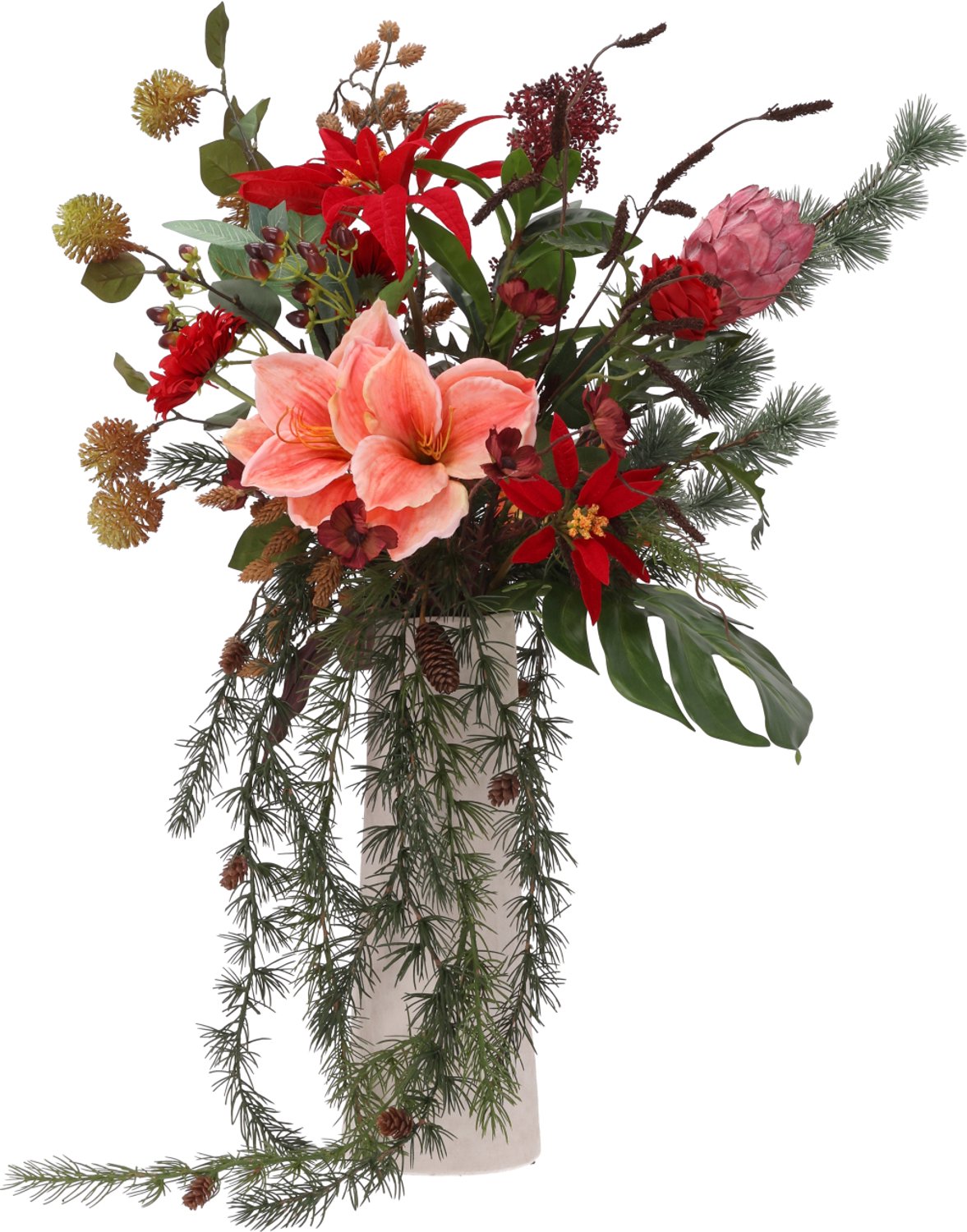 maxifleur Kunstplanten Kunst kerstboeket Quinty Seefeld 90cm Rood