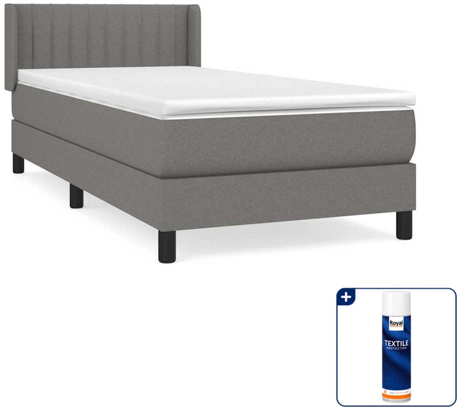 vidaXL boxspring met matras 80 x 200 cm - donkergrijs - Inclusief textielbeschermer 500 ml
