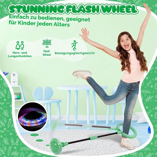 Springring met lichtjes voor kinderen 6-10 jaar (groen) — afbeelding 4