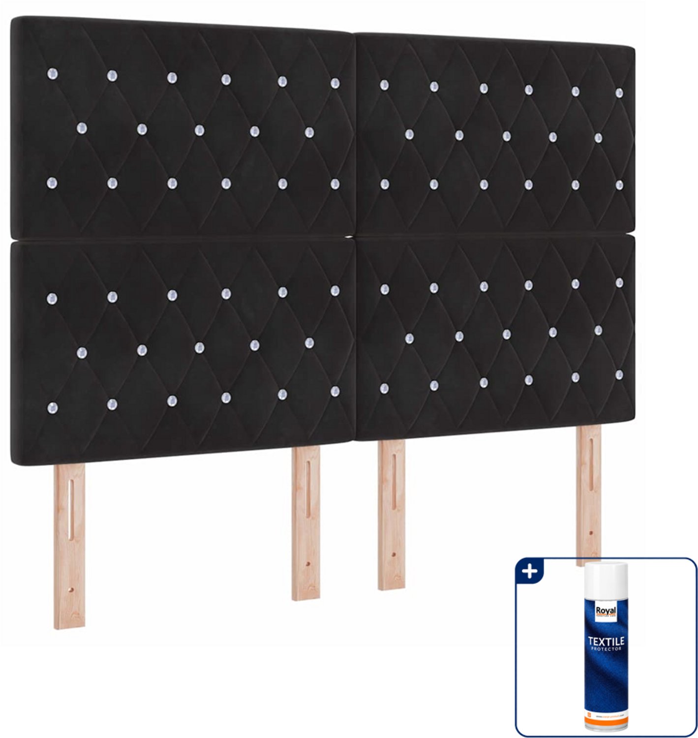vidaXL Queensize boxspring met matras - 160 x 200 cm - zwart - Inclusief textielbeschermer 500 ml