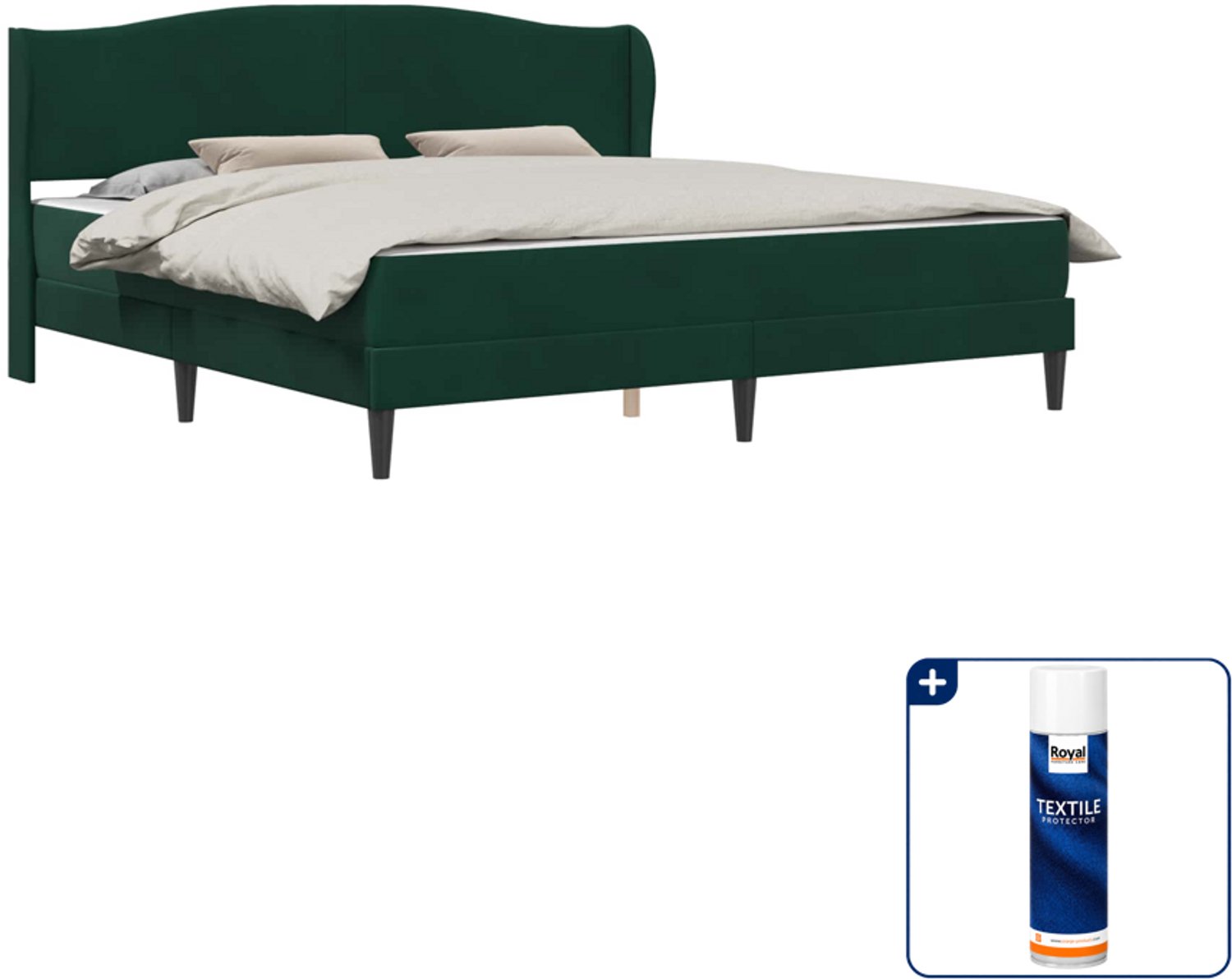 vidaXL Kingsize bedframe met matras - 180 x 200 cm - zwart - Inclusief textielbeschermer 500 ml