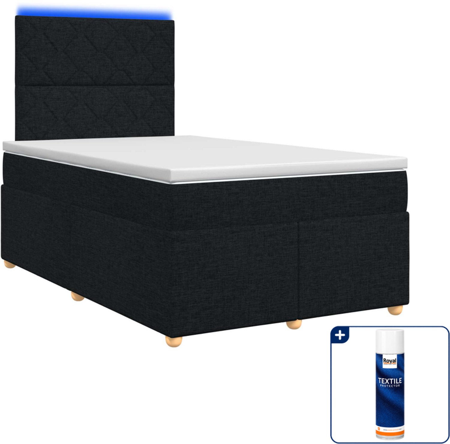 vidaXL boxspringbed met matras - 120 x 190 cm - zwart - Inclusief textielbeschermer 500 ml