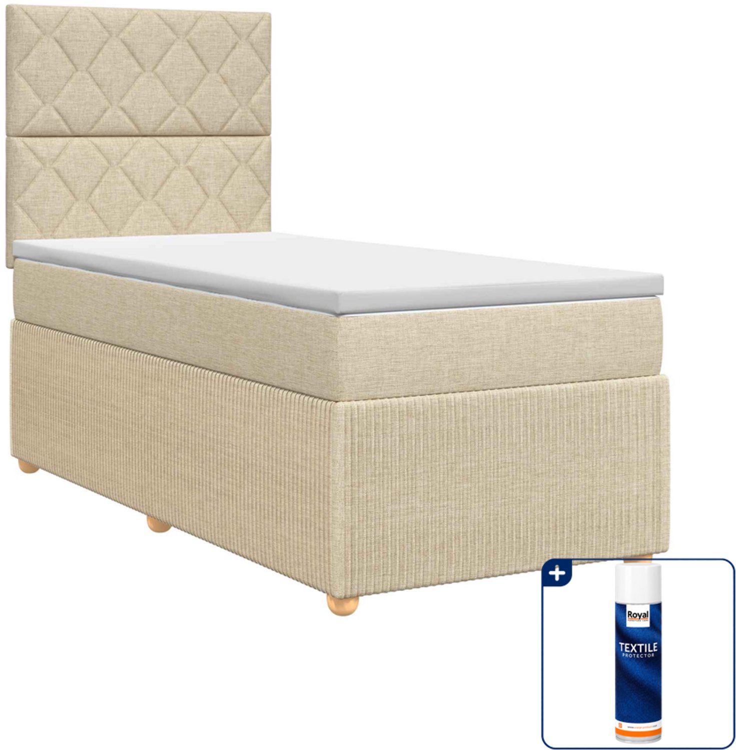 vidaXL Boxspringbed - 100 x 200 cm - blauw - Inclusief textielbeschermer 500 ml