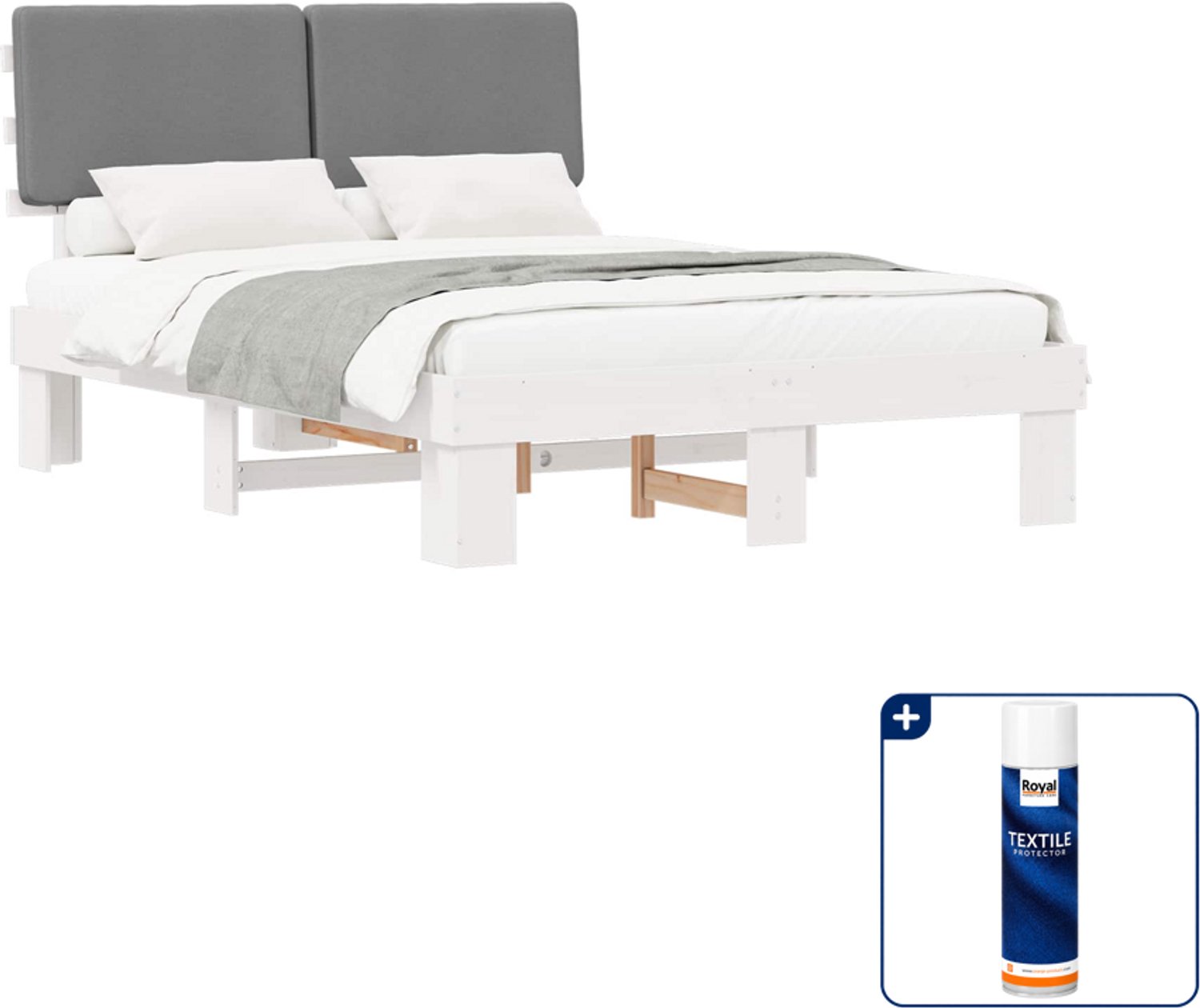 vidaXL bedframe - Queensize - 160 x 200 cm - lichtgrijs - Inclusief textielbeschermer 500 ml