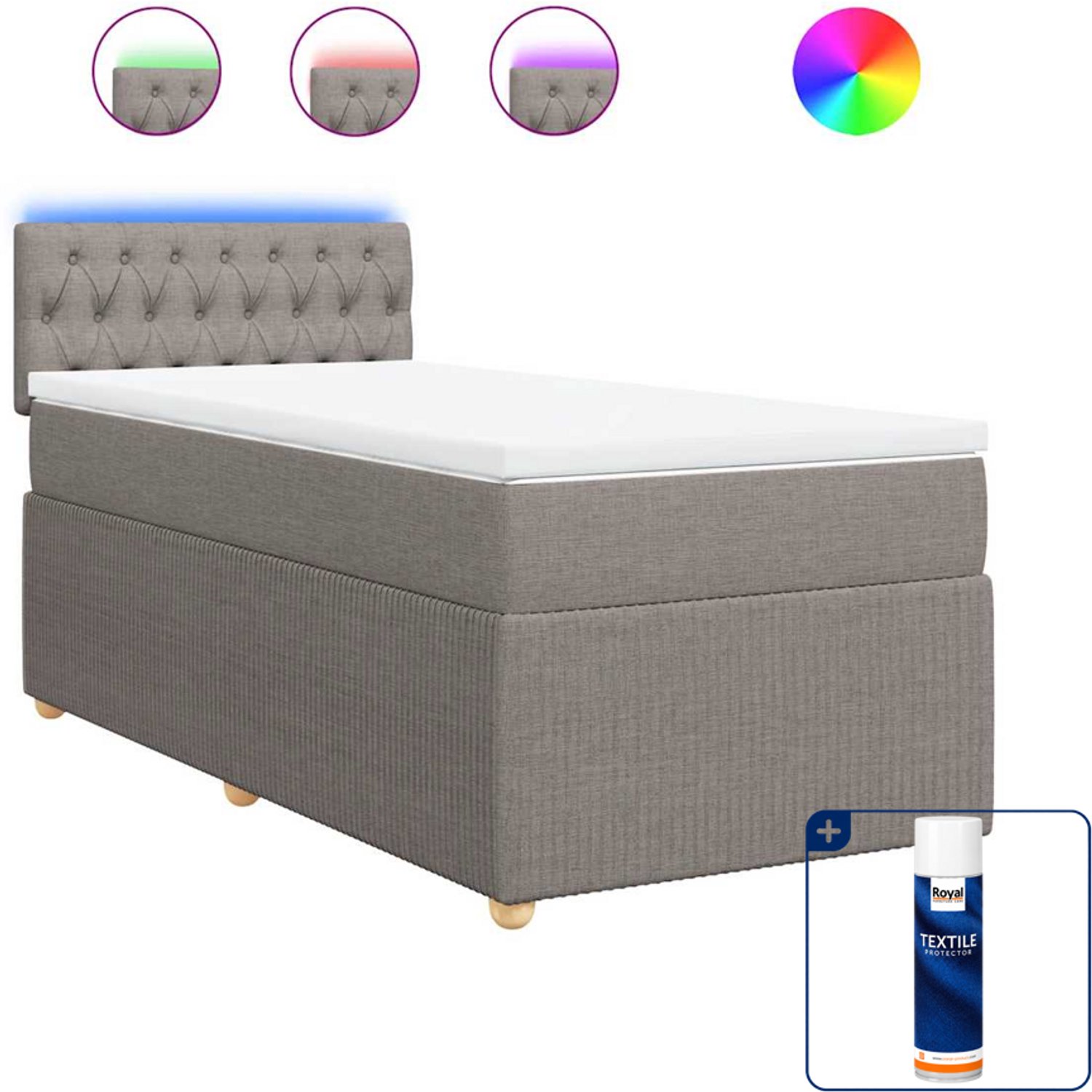 vidaXL boxspring - 100 x 200 cm - stof - taupe - Inclusief textielbeschermer 500 ml