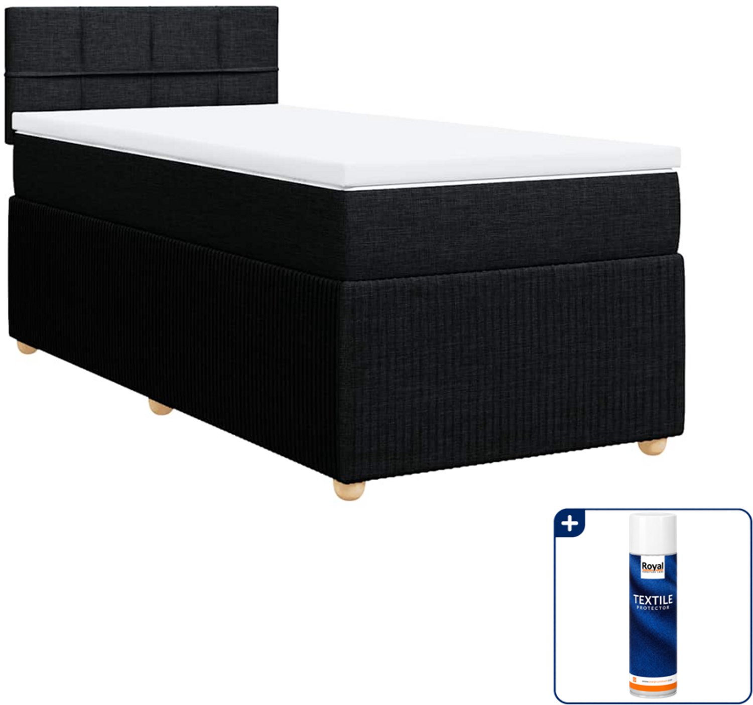 vidaXL boxspring met matras - 100 x 200 cm - stof - zwart - Inclusief textielbeschermer 500 ml