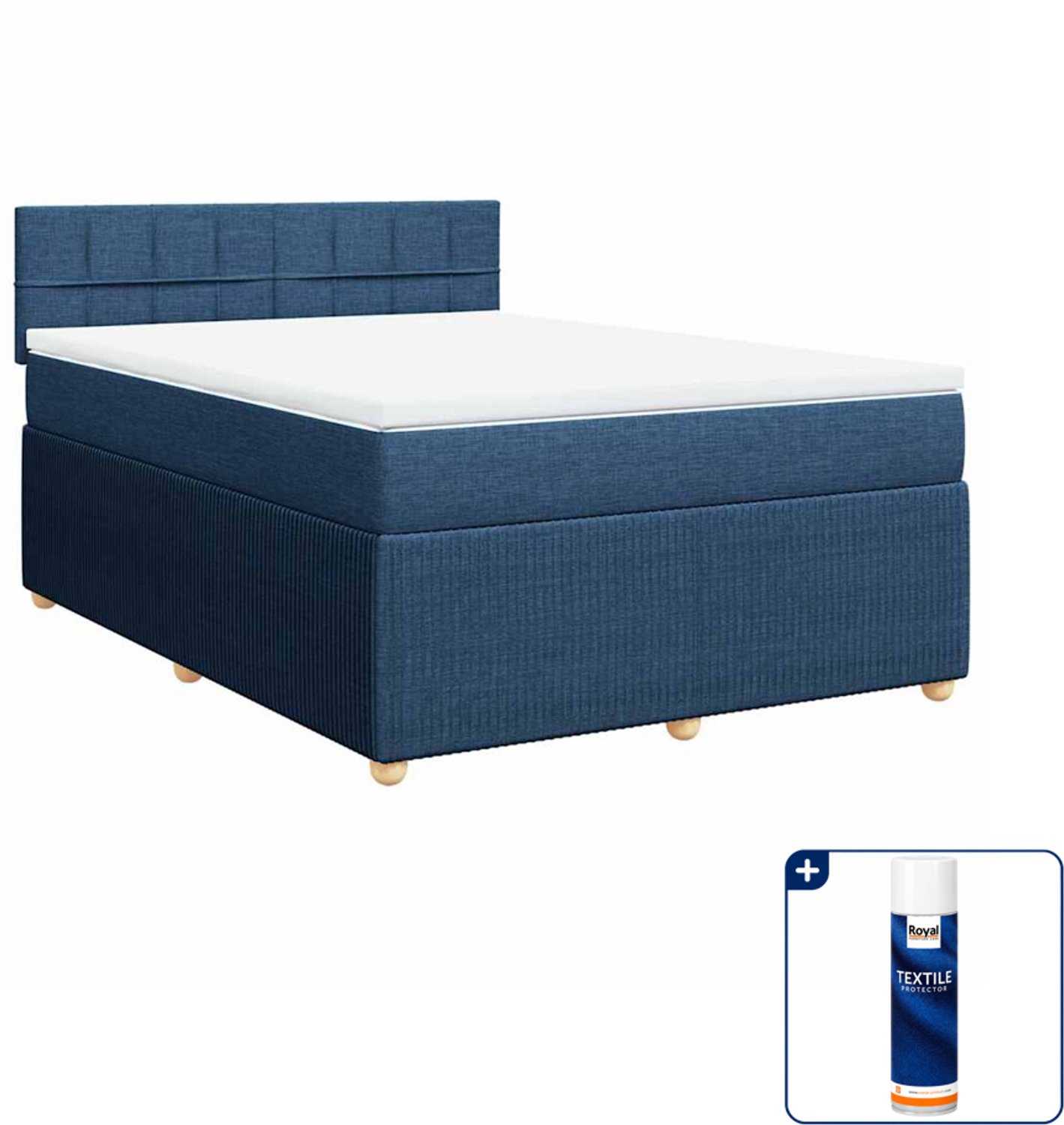 vidaXL boxspring Queensize - 160 x 200 cm - blauw - Inclusief textielbeschermer 500 ml