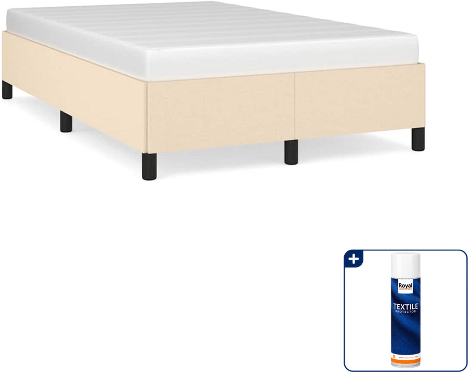 vidaXL bedframe - 120 x 190 cm - stof - crèmekleurig - Inclusief textielbeschermer 500 ml