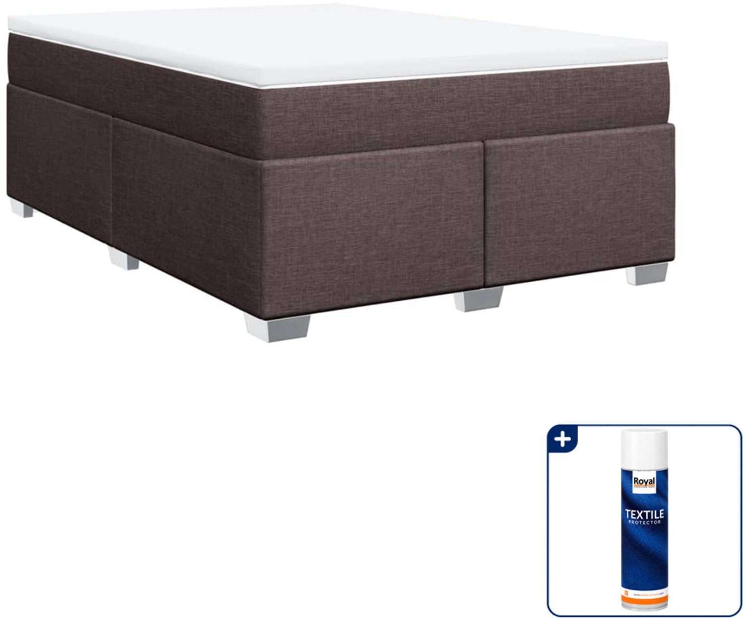 vidaXL boxspring Queensize - 160 x 200 cm - donkerbruin - Inclusief textielbeschermer 500 ml