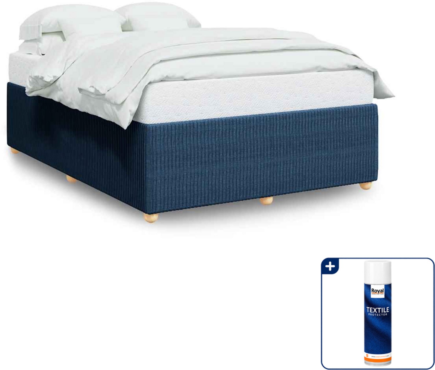 vidaXL bedframe - Queensize - 160 x 200 cm - blauw - Inclusief textielbeschermer 500 ml