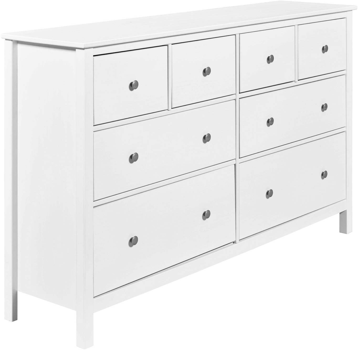 Furnilux Commode Chilly Home – brede ladekast van massief grenenhout, wit, 8 laden