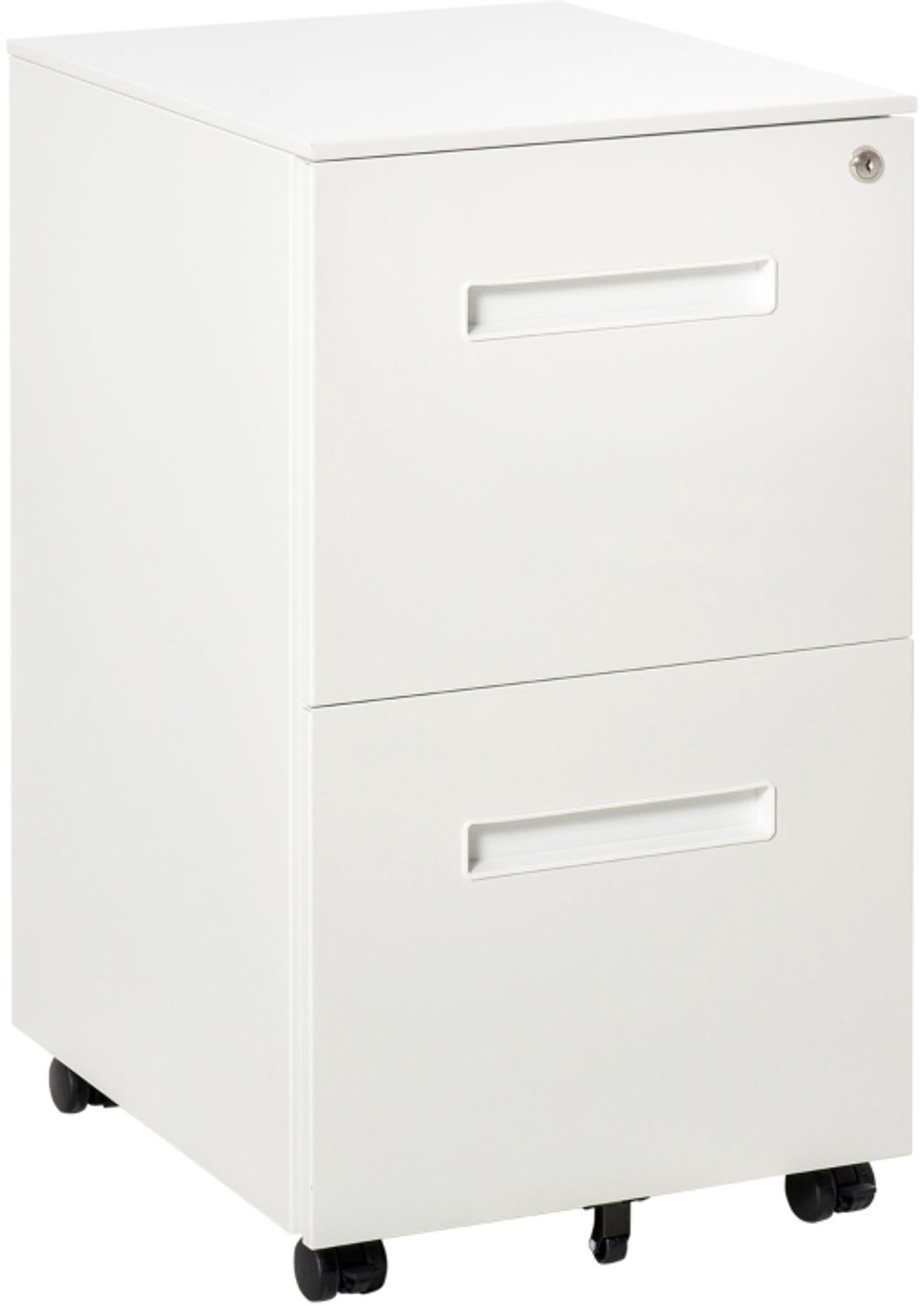 ZYLARO Rolcontainer - Archiefkast en scheidingswand - Centraal afsluitbaar - Stalen behuizing - 5 wielen - 39 x 48 x 67 cm - Wit