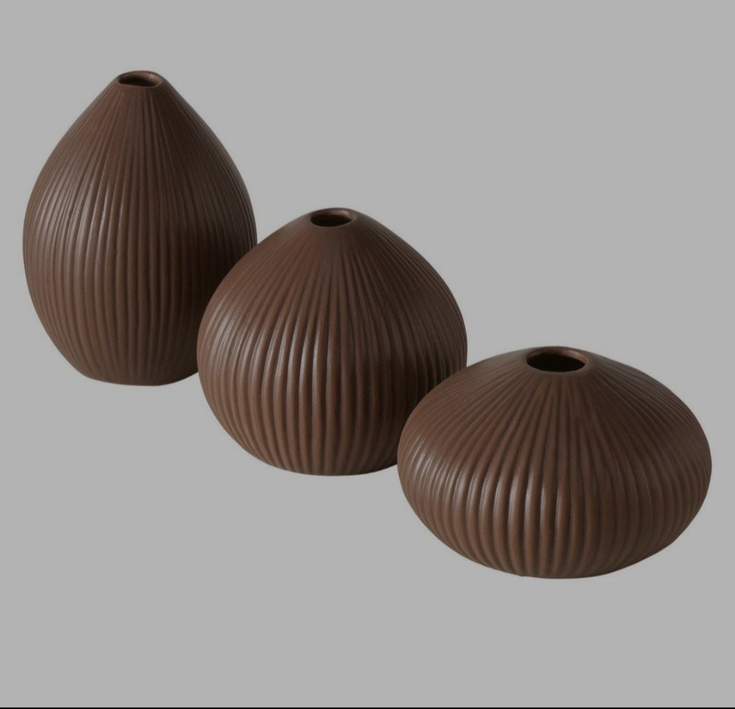 Boltze Home Vaas - Cocoa - set van 3 - H12cm Bruin