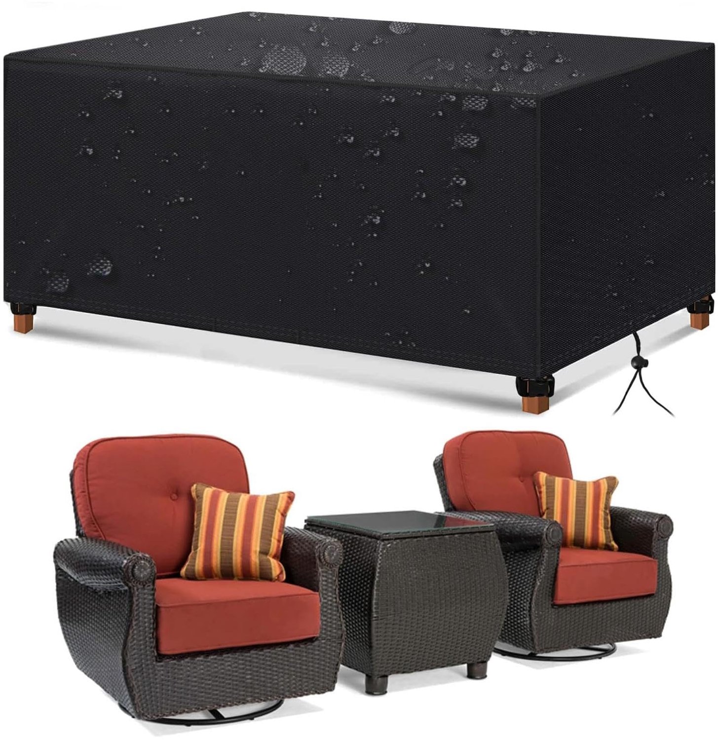 Famanu Zwaar belastbare waterdichte hoes voor tuinmeubelen, 320 x 130 x 90 cm, UV-bestendig en duurzaam, biedt uitstekende bescherming tegen verschillende weersomstandigheden met stevige bevestiging voor windbestendigheid wit
