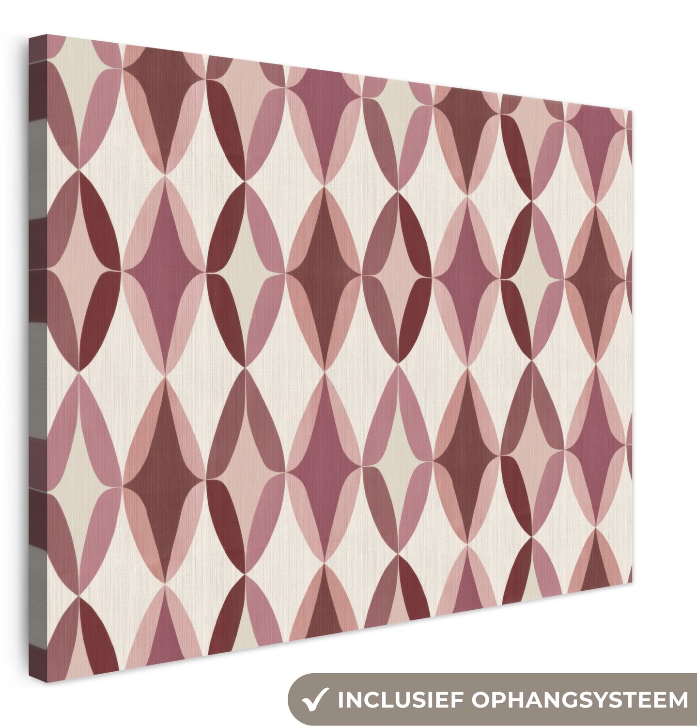 Canvas schilderij 100x70 cm - Exclusieve wanddecoratie Ovaal - Textuur - Roze - Muurdecoratie woonkamer - Slaapkamer decoratie - Kamer accessoires - Schilderijen op canvas