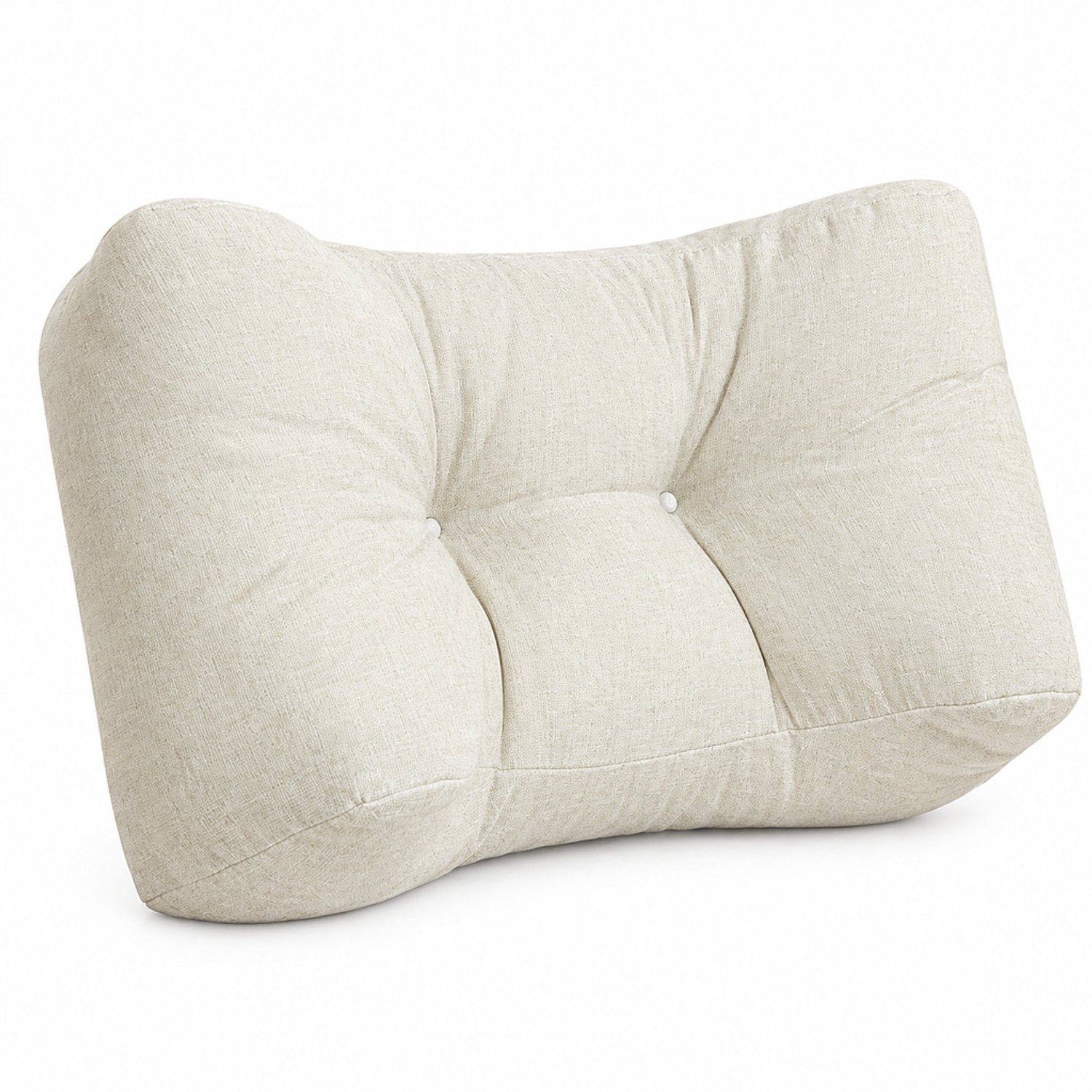Rug- en lendenkussen 40 x 23 x 15 cm - Eierschaal - Polyester hoes en vezelvulling - Voor bureaustoelen