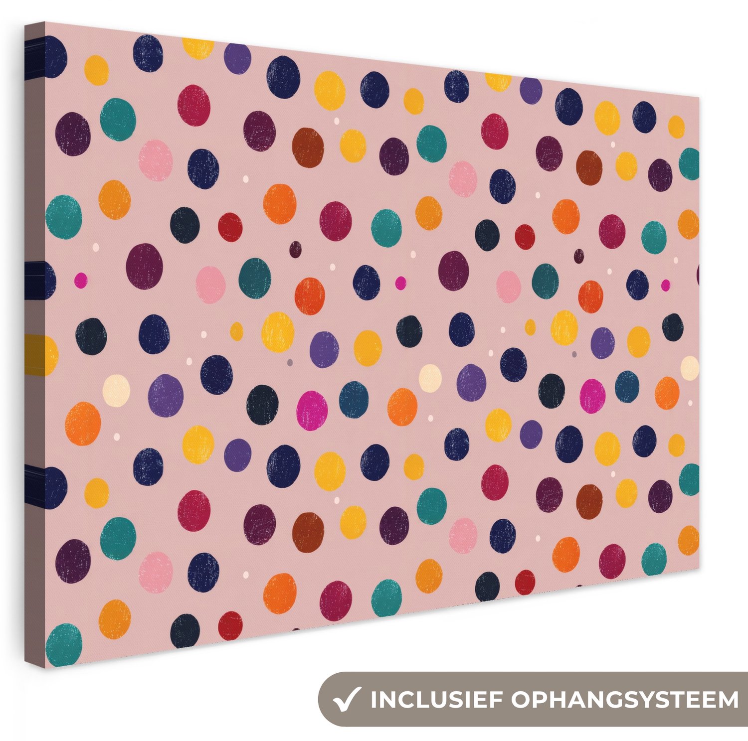 Canvas schilderij 90x60 cm - Exclusieve wanddecoratie Cirkels - Patroon - Kleurrijk - Muurdecoratie woonkamer - Slaapkamer decoratie - Kamer accessoires - Schilderijen op canvas