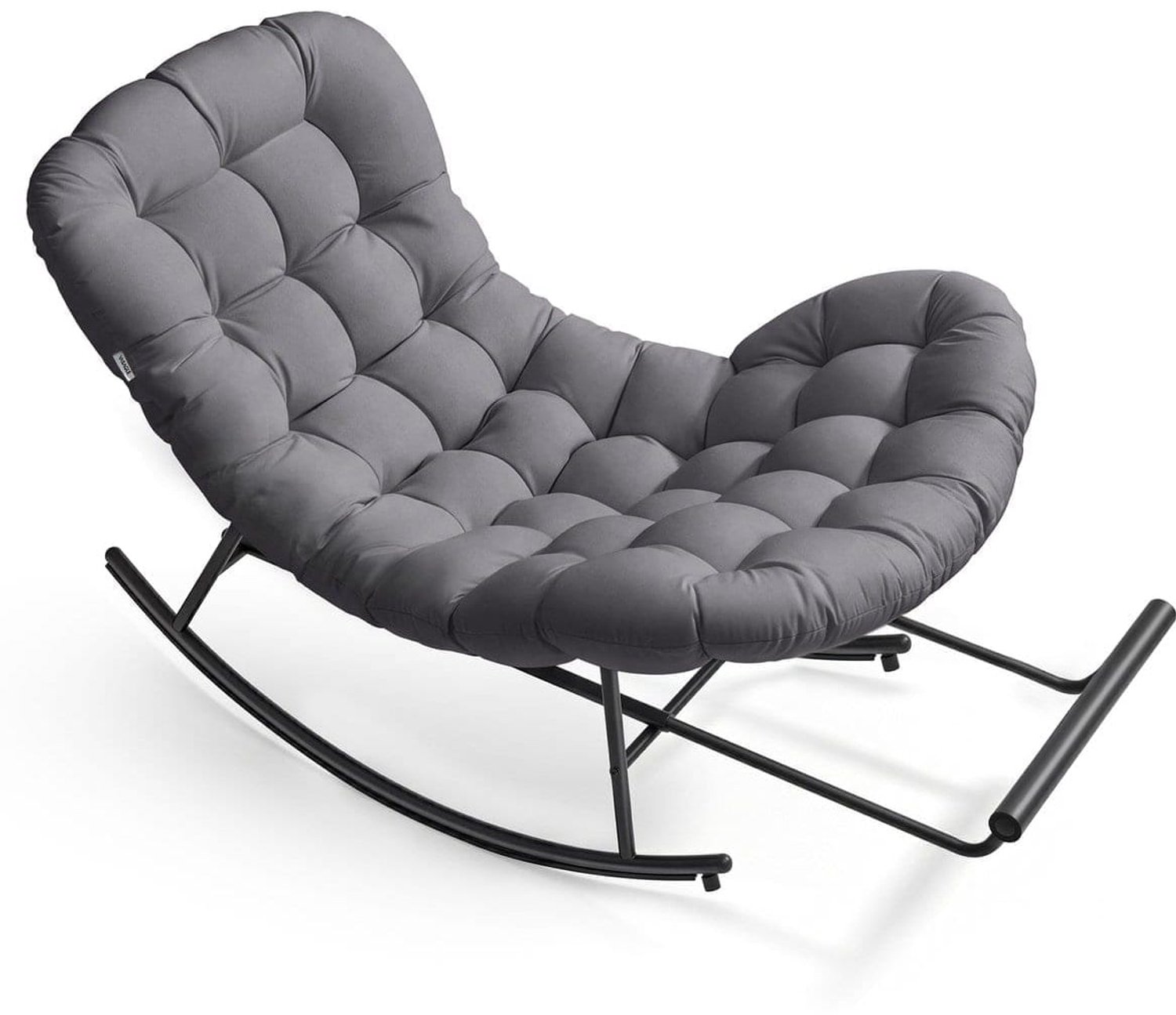 Klarven Relaxfauteuil - Schommelende Relaxfauteuil - Schommelstoel Grijs - Uittrekbare Voetsteun - Afneembaar Kussen - Stalen Frame - Tot 136 kg Belastbaar