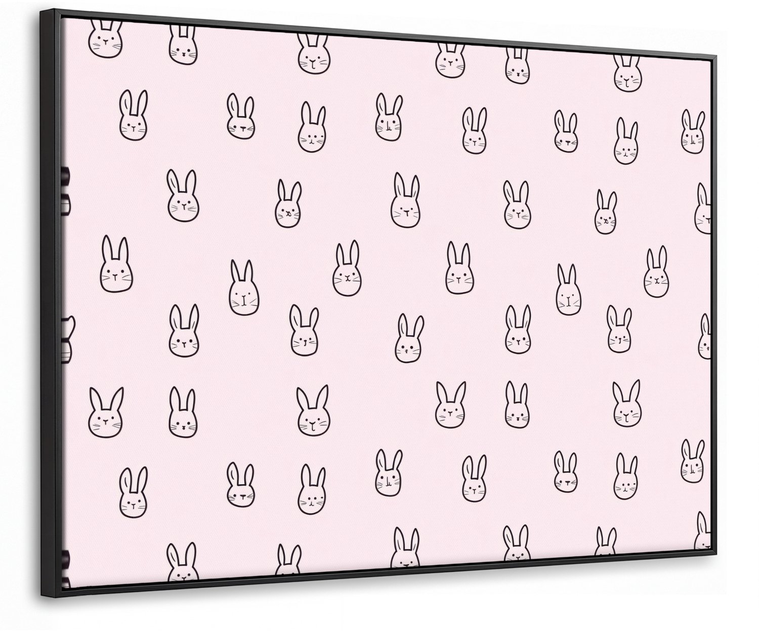 Canvas Schilderij met Baklijst 70x50cm - Konijnen - Minimalistisch - Roze - Muurdecoratie woonkamer - Slaapkamer decoratie - Kamer accessoires - Schilderijen op canvas met lijst