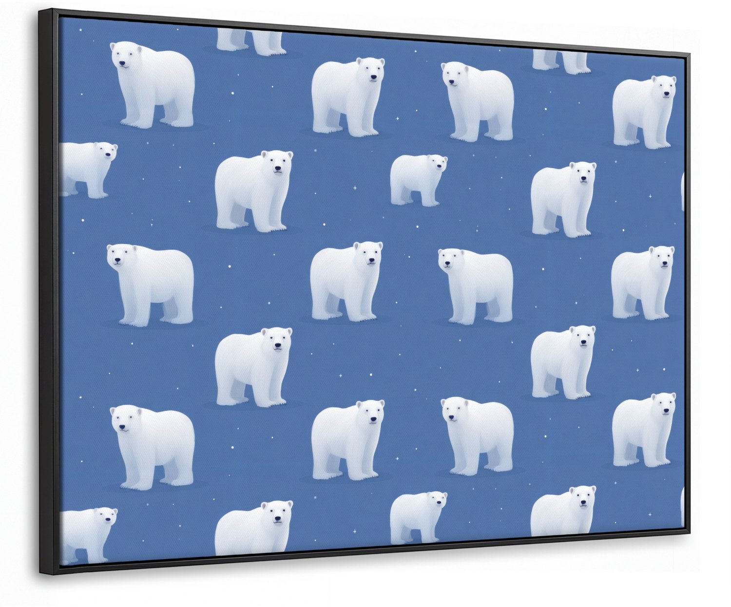Canvas Schilderij met Baklijst 80x60cm - IJsbeer - Patroon - Blauw - Muurdecoratie woonkamer - Slaapkamer decoratie - Kamer accessoires - Schilderijen op canvas met lijst