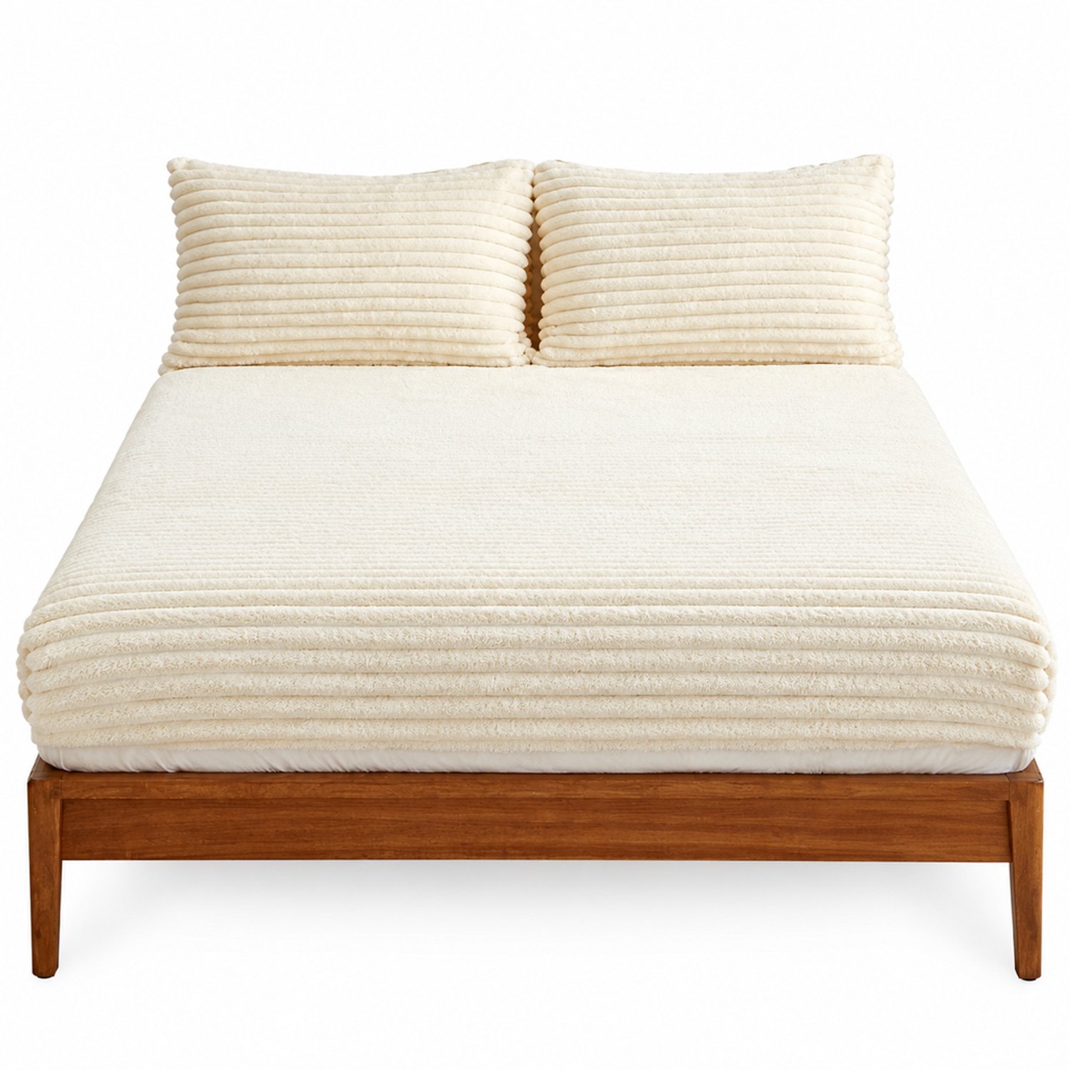 SWGOTA Geribd pluche hoeslaken 150 x 200 cm - Gebroken wit - Voor matrassen tot 30 cm dik - 1 stuk