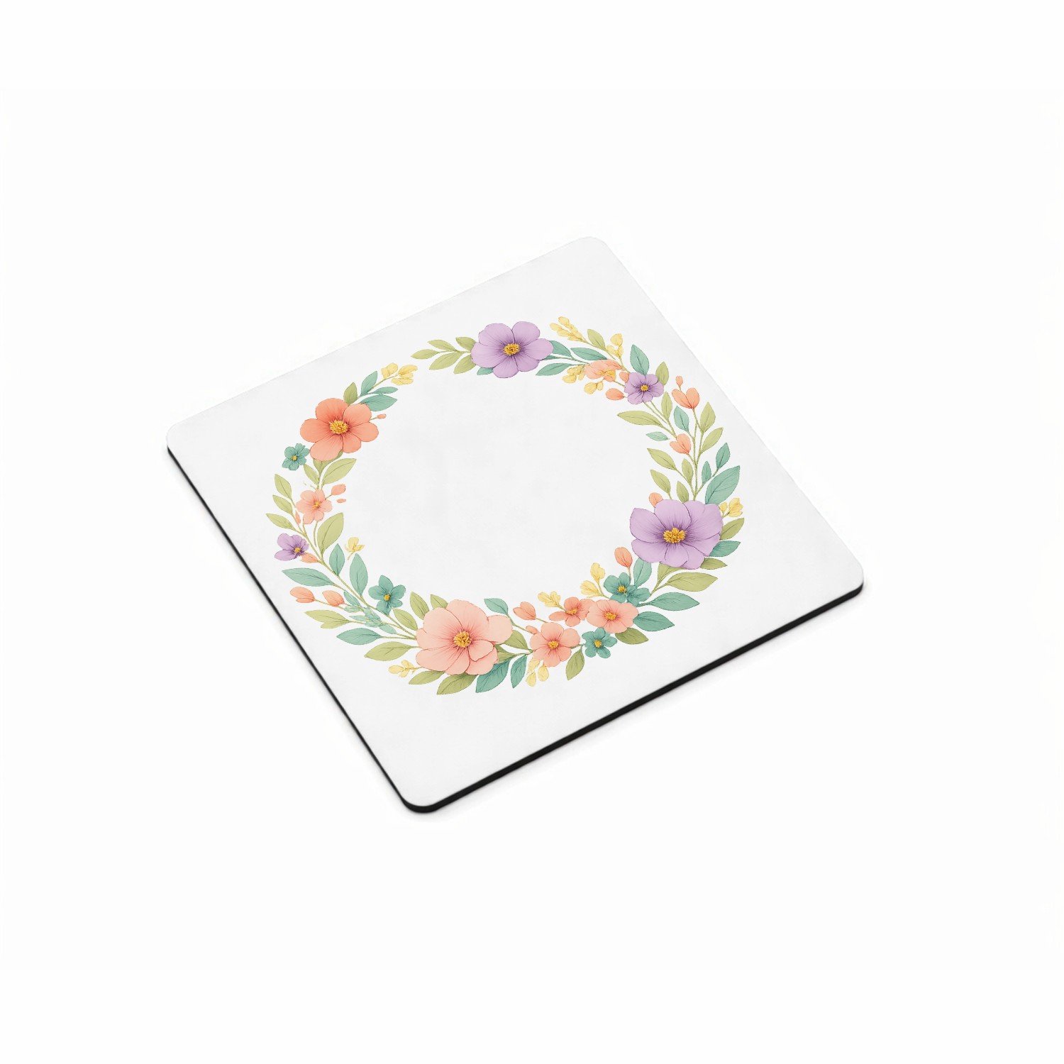 Mr Cadeautjes MDF magnetische fotolijst vierkant 9,5 - design Ronde seizoenskrans met buitenste ring van bladeren en binne | cadeau Wit