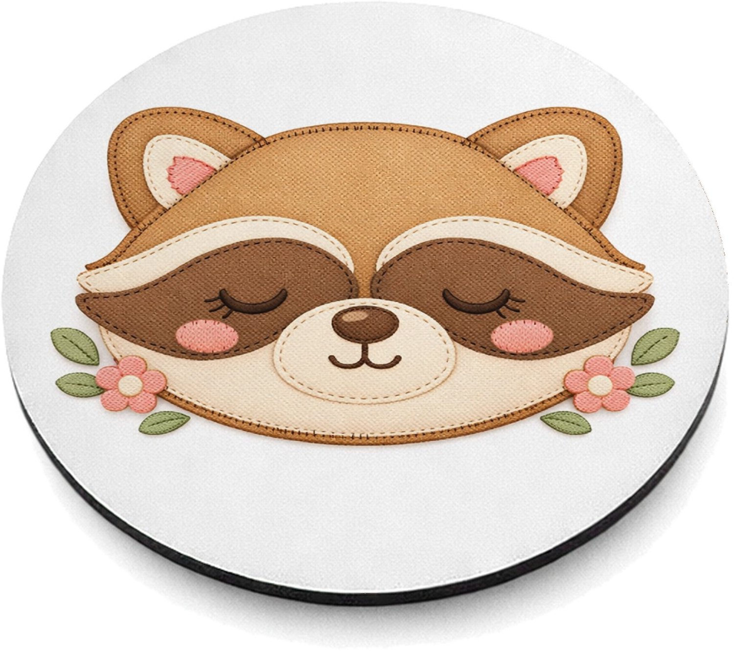 Mr Cadeautjes MDF magnetische fotolijst rond Ø 9,5 - design Rond slaapvriendje met bosdier | cadeau Wit