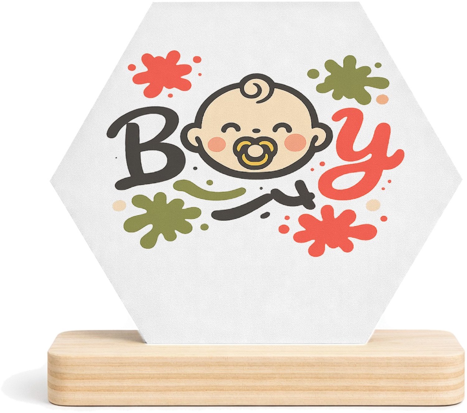 Mr Cadeautjes MDF fotolijst/inleg hexagon 14 x 13 - design Grappige typografische babyprint met sportieve knipoog | cadeau Wit