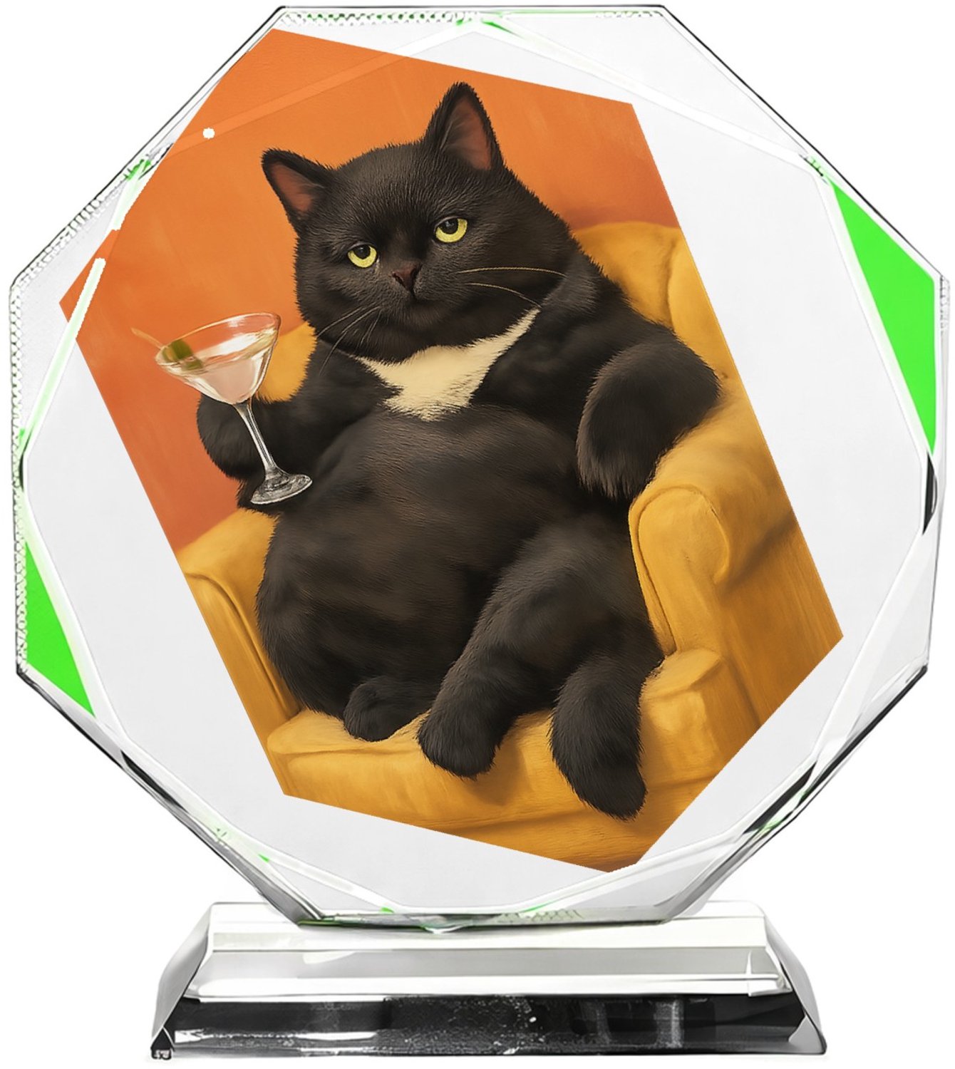 Mr Cadeautjes Fotokristal hexagon - design Galerie van exotische huisdieren met chique attitude | cadeau Wit