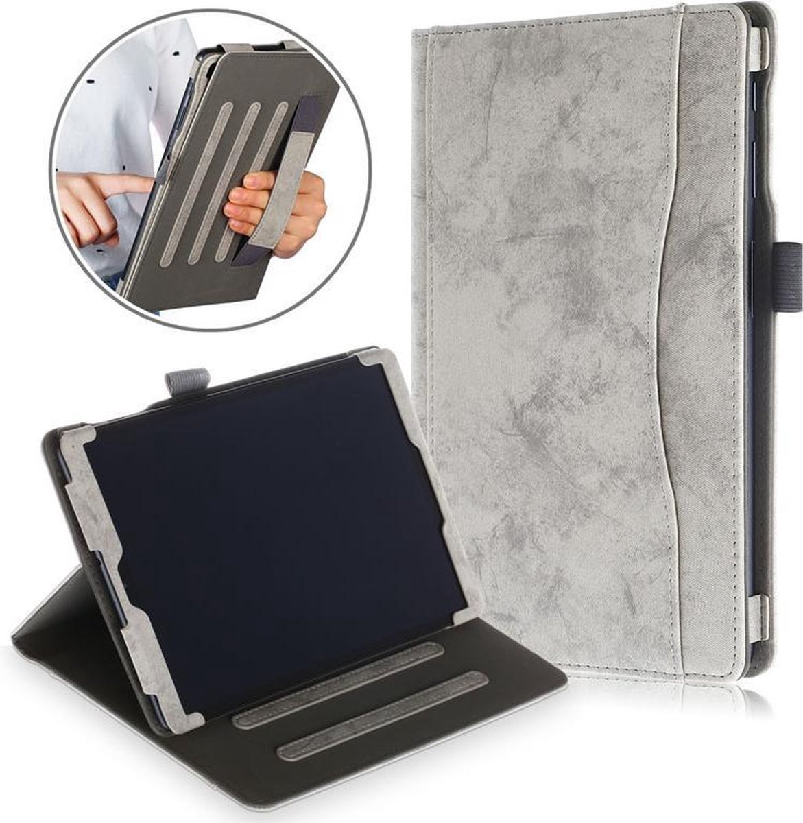 Book Cover Wallet Case geschikt voor Samsung Galaxy Tab A 10.1 (2019) Hoes Grijs – PU Leer
