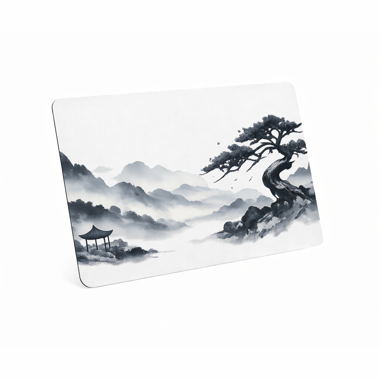 Mr Cadeautjes MDF magnetische fotolijst 28 x 19 - design Elegante bospaadjes in mist met een enkele kromme den als bl | cadeau Wit