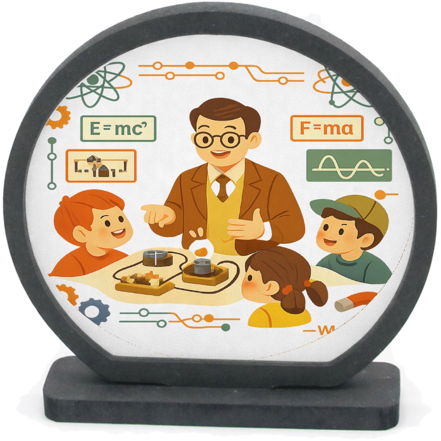 Mr Cadeautjes Houten fotolijst rond met MDF inleg - design Een vrolijke docentengebruikte schoolposter met een andere v | cadeau Wit