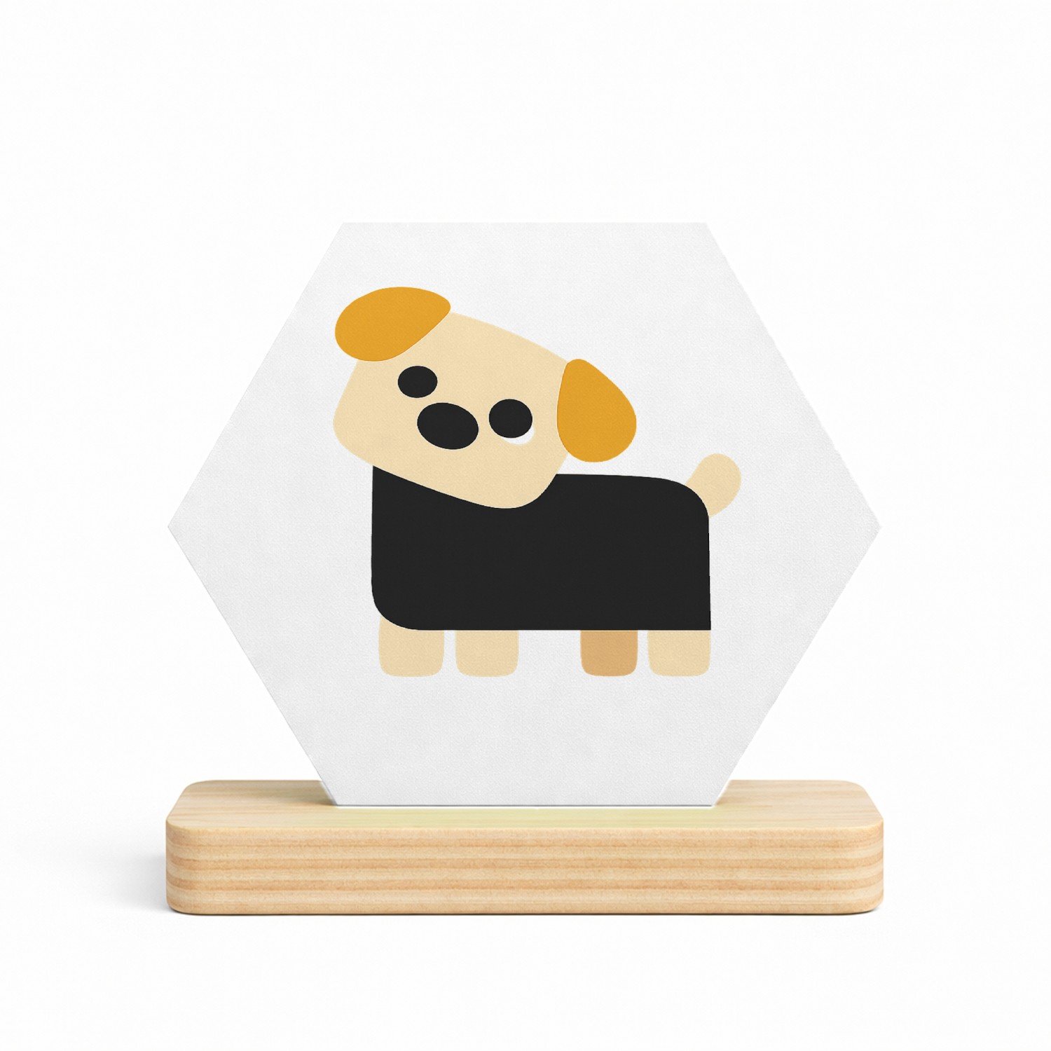 Mr Cadeautjes MDF fotolijst/inleg hexagon 14 x 13 - design Minimalistische hond met eigenwijze blik | cadeau Wit