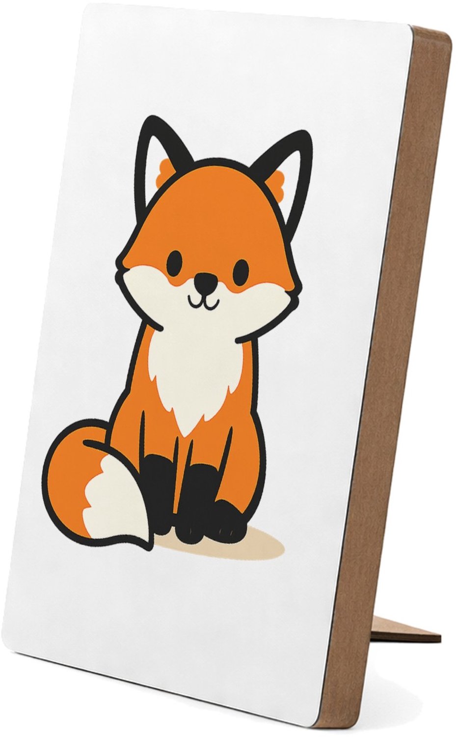 Mr Cadeautjes Glasframe/MDF 12,7 x 17,8 - design Minimalistische vossenillustratie met rustige centrale plaat | cadeau Wit