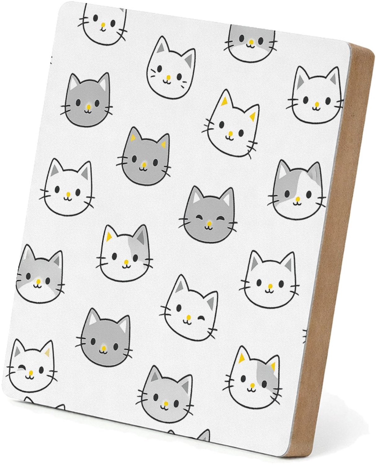 Mr Cadeautjes MDF staande fotolijst 15,2 x 15,2 - design Herhalend patroon van vrolijke hondenkoppen met verschillend | cadeau Wit