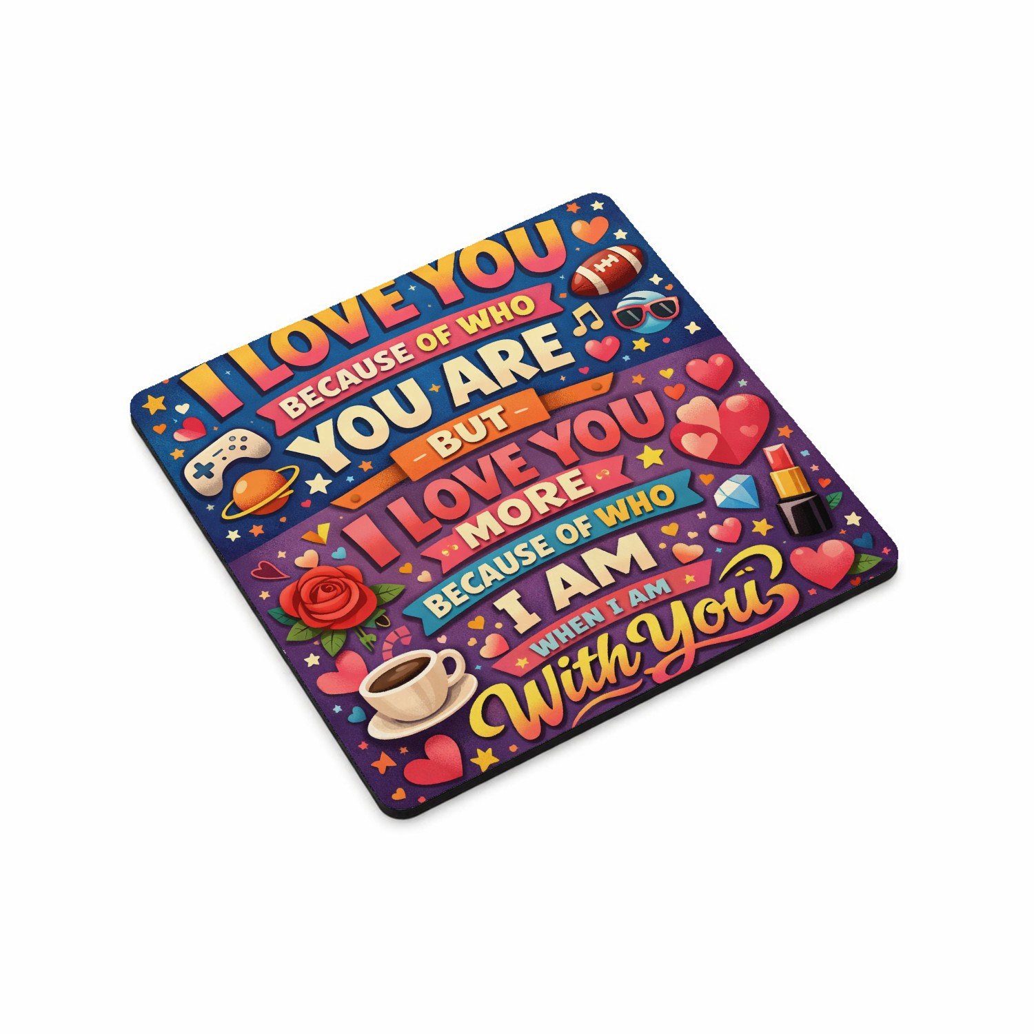 Mr Cadeautjes MDF magnetische fotolijst vierkant 9,5 - design Him / her quote design | cadeau Wit