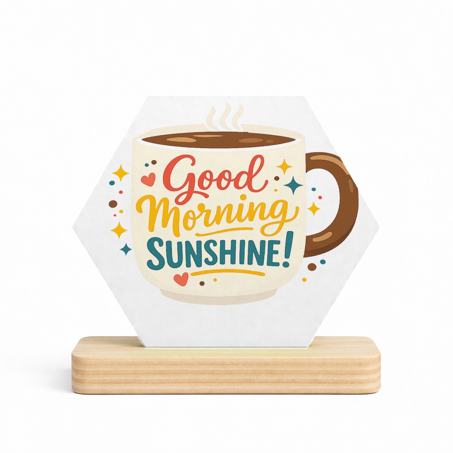 Mr Cadeautjes MDF fotolijst/inleg hexagon 14 x 13 - design Feestelijke koffie-mok met warme, persoonlijke ochtendboodsc | cadeau Wit