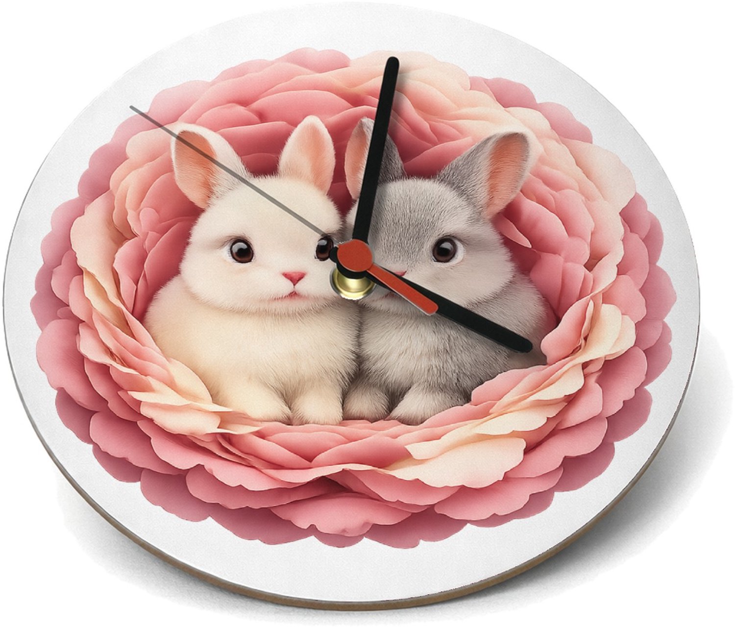 Mr Cadeautjes Klok rond Ø 19 - design Een knusse dierenprint met een vergelijkbaar omlijstend nest | cadeau Wit