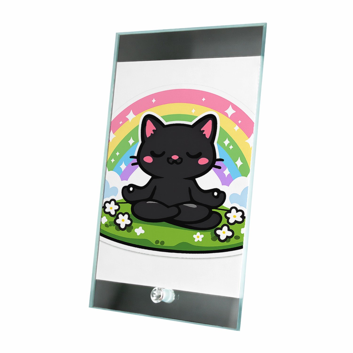 Mr Cadeautjes Glasframe 15 x 23 - design Een rustige maar grappige zelfzorgprint met een andere dierf | cadeau Wit