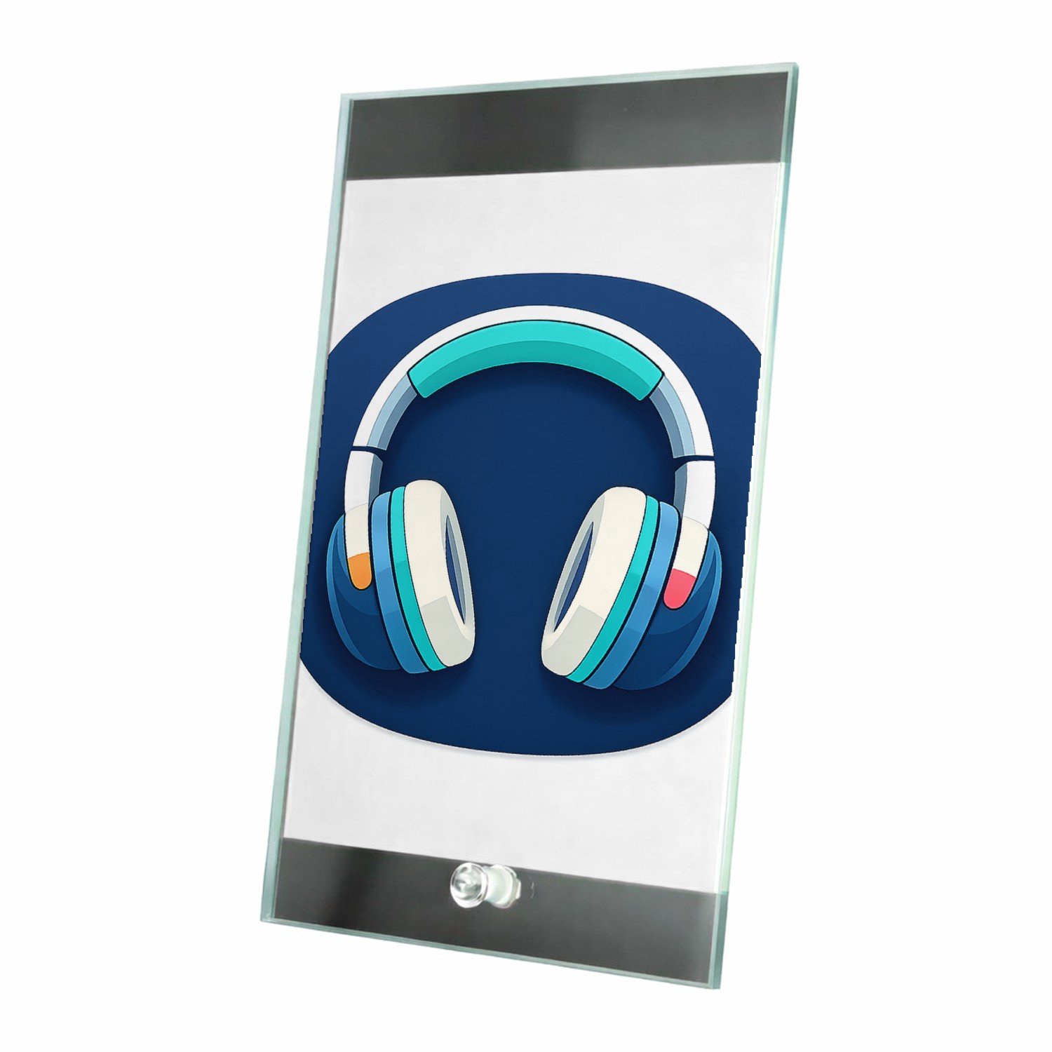 Mr Cadeautjes Glasframe 15 x 23 - design Een rustige, moderne iconprint met een centraal object op ee | cadeau Wit