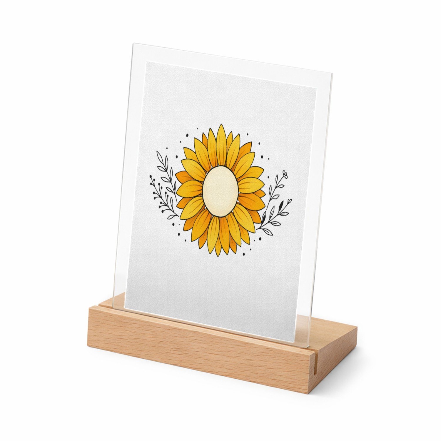 Mr Cadeautjes Glasframe met vaste tekst - design Een rustige, luxe complimentprint met een centraal symbool e | cadeau Wit